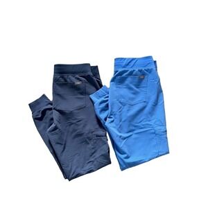 Bundle of Two Figs High Waisted Zamora Jogger Scrub Bottoms - Medium Petite